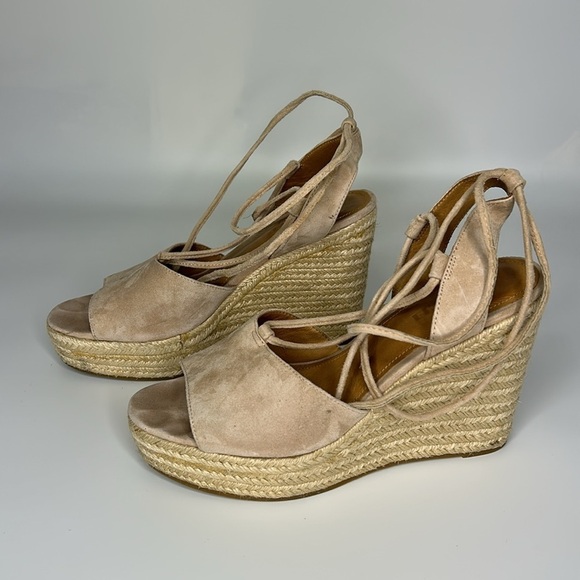 Coach Suede Dana Lace Up Espadrille Wedge Size 10 - Picture 3 of 8